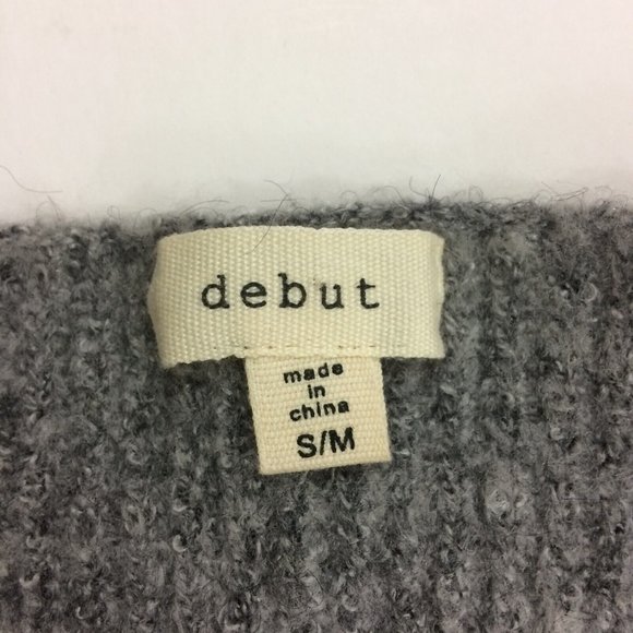 Debut Womens Sweater Knitted Gray Oversize Cozy Soft Ribbed Dolman Sleeve Sz S/M - Picture 5 of 6